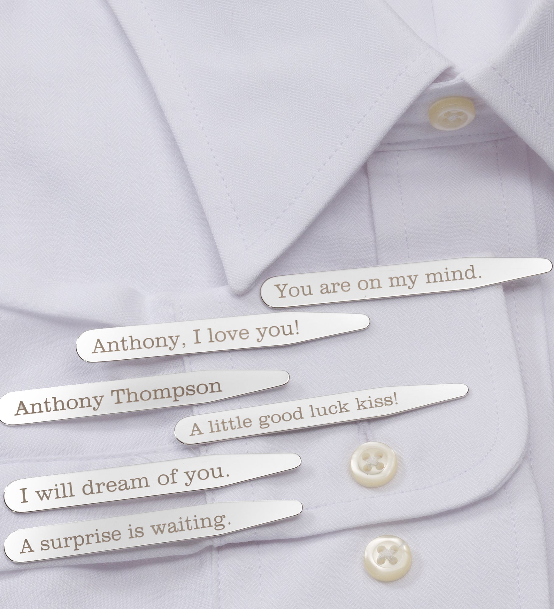 Secret Message Personalized Collar Stays Set of 3